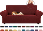 Stretch Sofa Cover Slipcover ，Couch Covers for 3 Cushion Couch Sofa pet Friendly (78"-94") Furniture Protector Sofa with Elastic Bottom for Kids,Dog, Jacquard Small Checked(Large,Black)