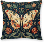 William Morris Abstract Vintage Print Floral Velvet Design Throw Pillow Covers Home Decor, Retro Art Decor Pillowcase Cushion Cover for Bed Sofa Living Room, Square 18x18inch (Black-Floral2)