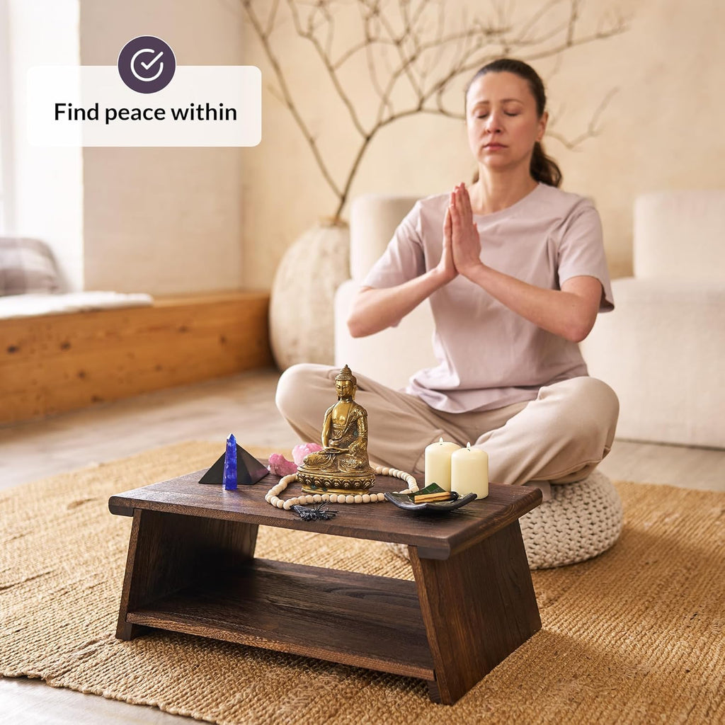 ODOXIA Floor Table for Tea Rituals | Altar Table for Meditation, Mindfulness & More | Low Japanese Floor Platform Chabudai Style | for Sitting On The Floor | Stable Wood Folding Design | Journaling