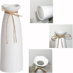 White Ceramic Vase-Flower Vase Dried Flower Vase for Modern Home Decor, Fit for Foyer Living Room Fireplace Bedroom Kitchen,Decent Gift, 8.27" H