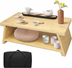 Japanese Low Floor Table Folding Coffee Tables,23''x13.5'' Paulownia Wood Tables Tatami Tables Meditation Table Altar with Storage