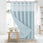 Dynamene Sage Green Shower Curtain - Waffle Textured Heavy Duty Thick Fabric Shower Curtains for Bathroom, 256GSM Luxury Weighted Polyester Cloth Bath Curtain Set with 12 Plastic Hooks，72Wx72H,Green