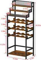 Tiered Wine Rack and Liquor Cabinet, Large Capacity Freestanding Floor Wine Storage Shelf for Red Wine, Champagne & Whiskey, Stepped Bottle Display Stand for Home Bar, Living Room, Corner, Dining Room