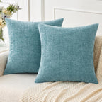 MIULEE Pack of 2 Couch Throw Pillow Covers 18x18 Inch Spring Soft Sage Green Chenille Pillow Covers for Sofa Living Room Solid Dyed Pillow Cases