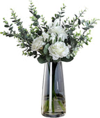 Modern Glass Vase Crystal Glass Vase for Home Office Decor (Crystal Amber)