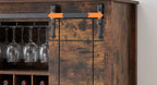 GAOMON Farmhouse Coffee Bar Cabinet 47", Buffet Cabinet with Sliding Barn Door, Coffee Bar with 4 Glass Hooks and 16 Wine Racks for Kitchen, Dining and Living Room, White