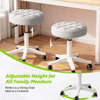 Small PU Leather Round Stool Chair Armless Comfy Rolling Medical Salon Stools with Wheels Height-Adjustable for Tattoo Salon Work Home, Office Chair