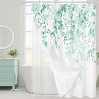 Grey Eucalyptus Shower Curtain, Watercolor Plant Leaves with Floral Bathroom Shower Curtain Set, Gray White, 72x72
