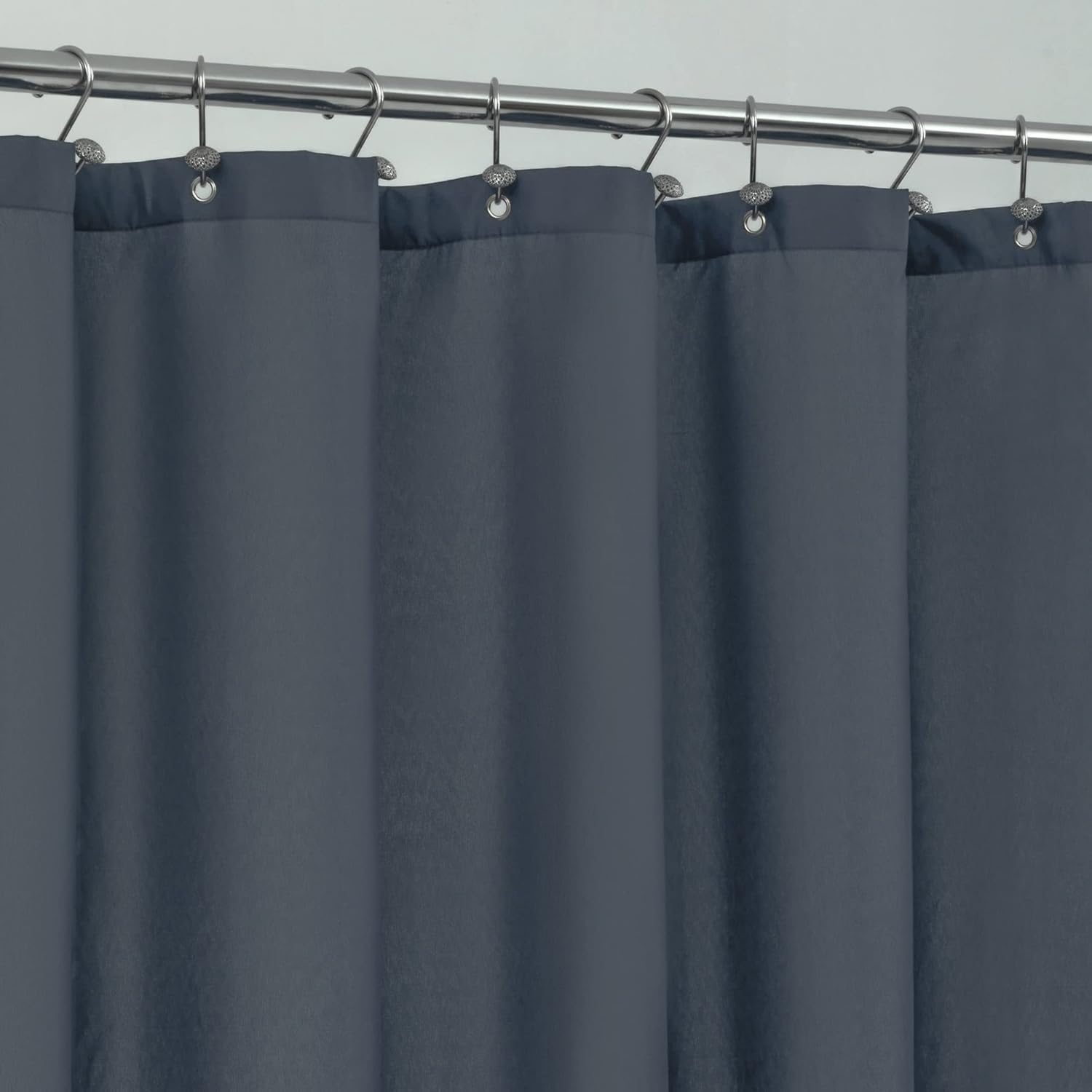 Waterproof Fabric Shower Curtain Soft Hotel Quality - 3 Magnets at Bottom, Premium Black Shower Curtain Liner for Bathroom, Light-Weight Cloth & Washable - 72x72, Black