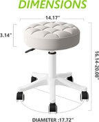 Small PU Leather Round Stool Chair Armless Comfy Rolling Medical Salon Stools with Wheels Height-Adjustable for Tattoo Salon Work Home, Office Chair